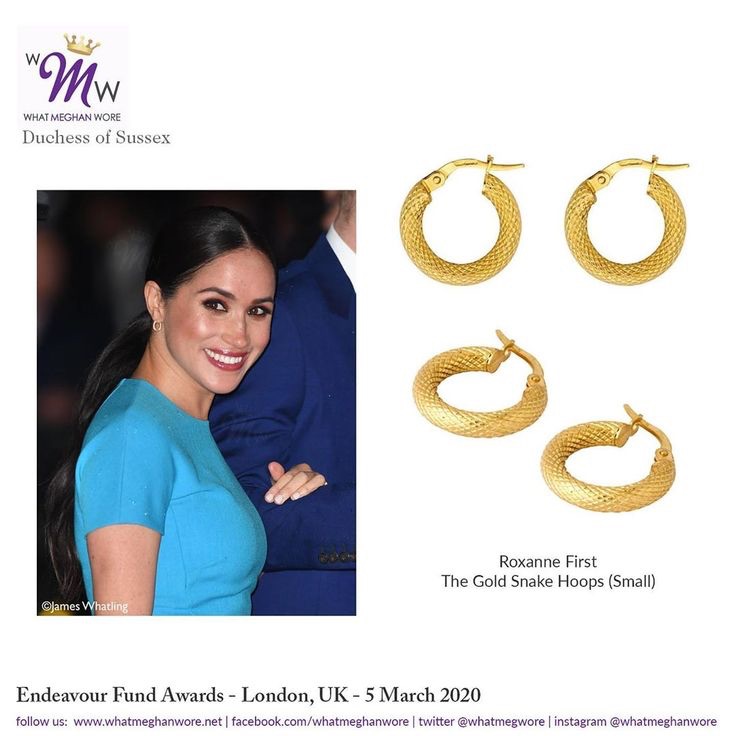 Roxanne First Gold Snake Hoops Aso Meghan Markle 200$